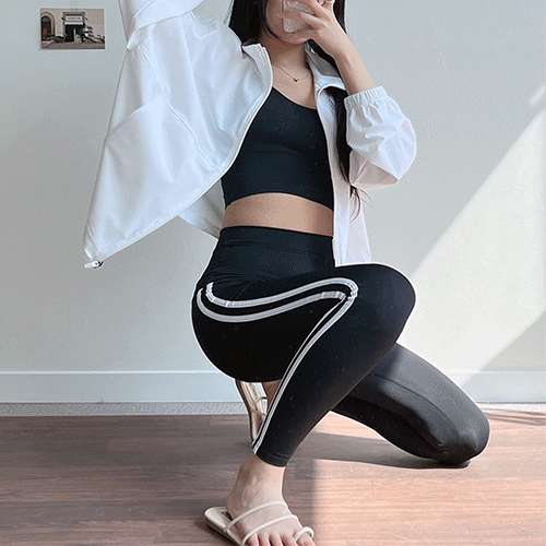 [M-2XL] 하이웨스트 커버업 투라인 빅사이즈 워터레깅스(black)/비치레깅스/비치웨어/수영복레깅스/빅사이즈워터레깅스/래쉬가드레깅스/빅사이즈래쉬가드/하이웨스트레깅스 상세 이미지 2