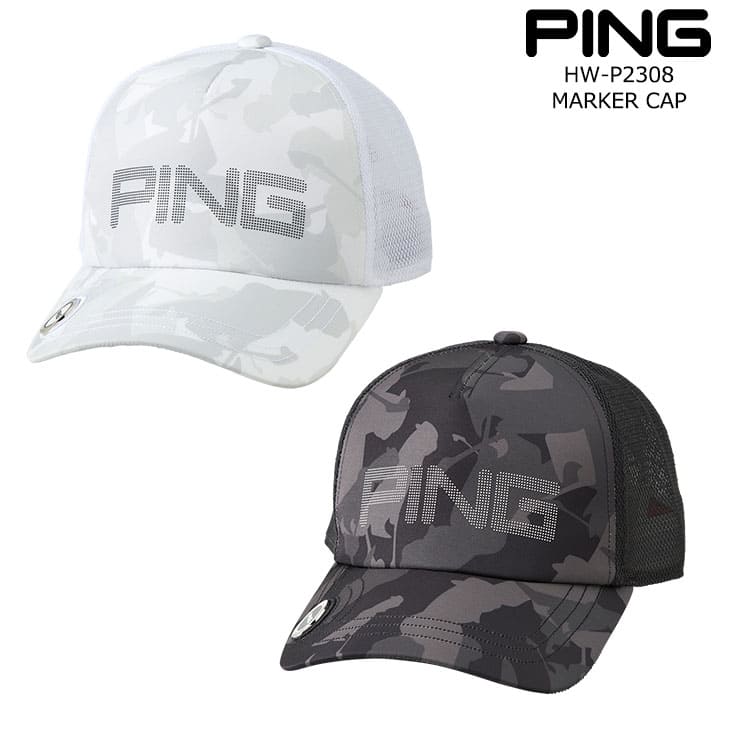 핑 PING 남성 골프 모자 메쉬캡 카모플라쥬 HW-P2308 37121 화이트 블랙 - 메인 이미지