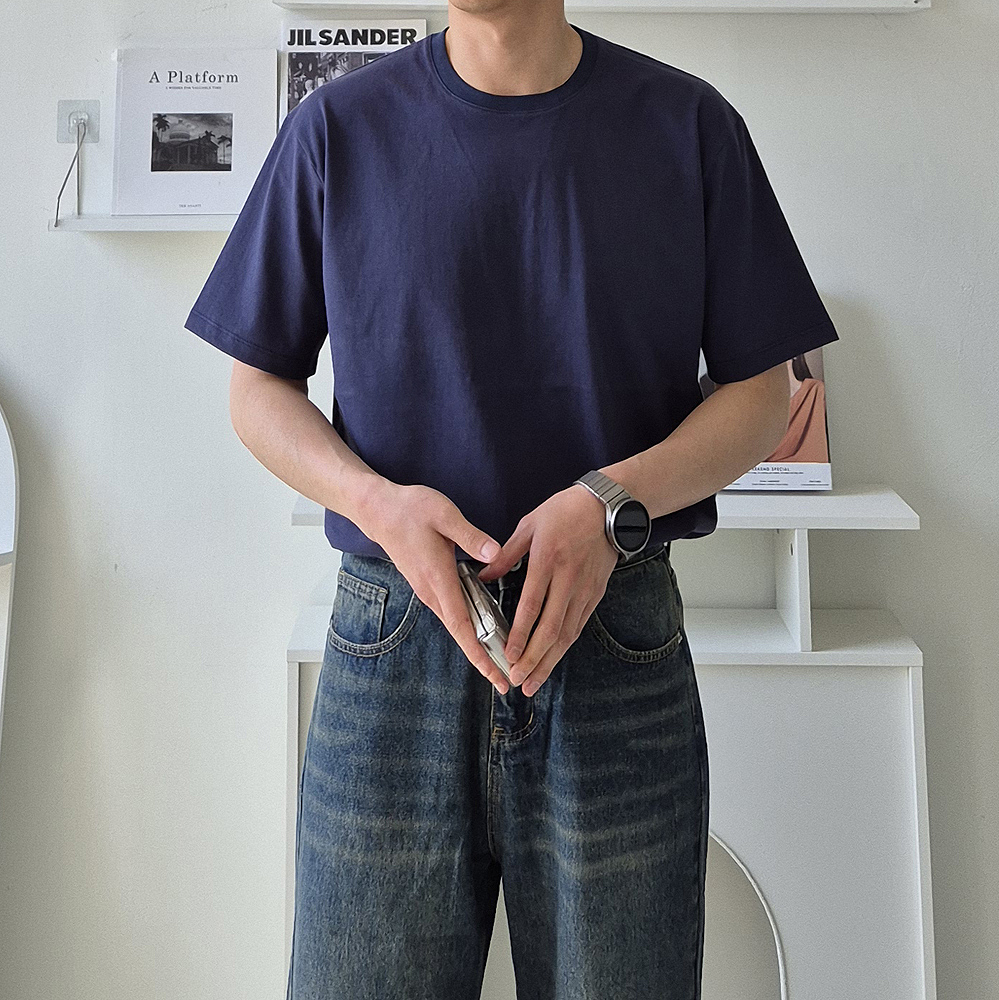 남자 반팔티 오버핏 실켓 쿨 빅사이즈 반팔 티셔츠 - 상세 이미지 4