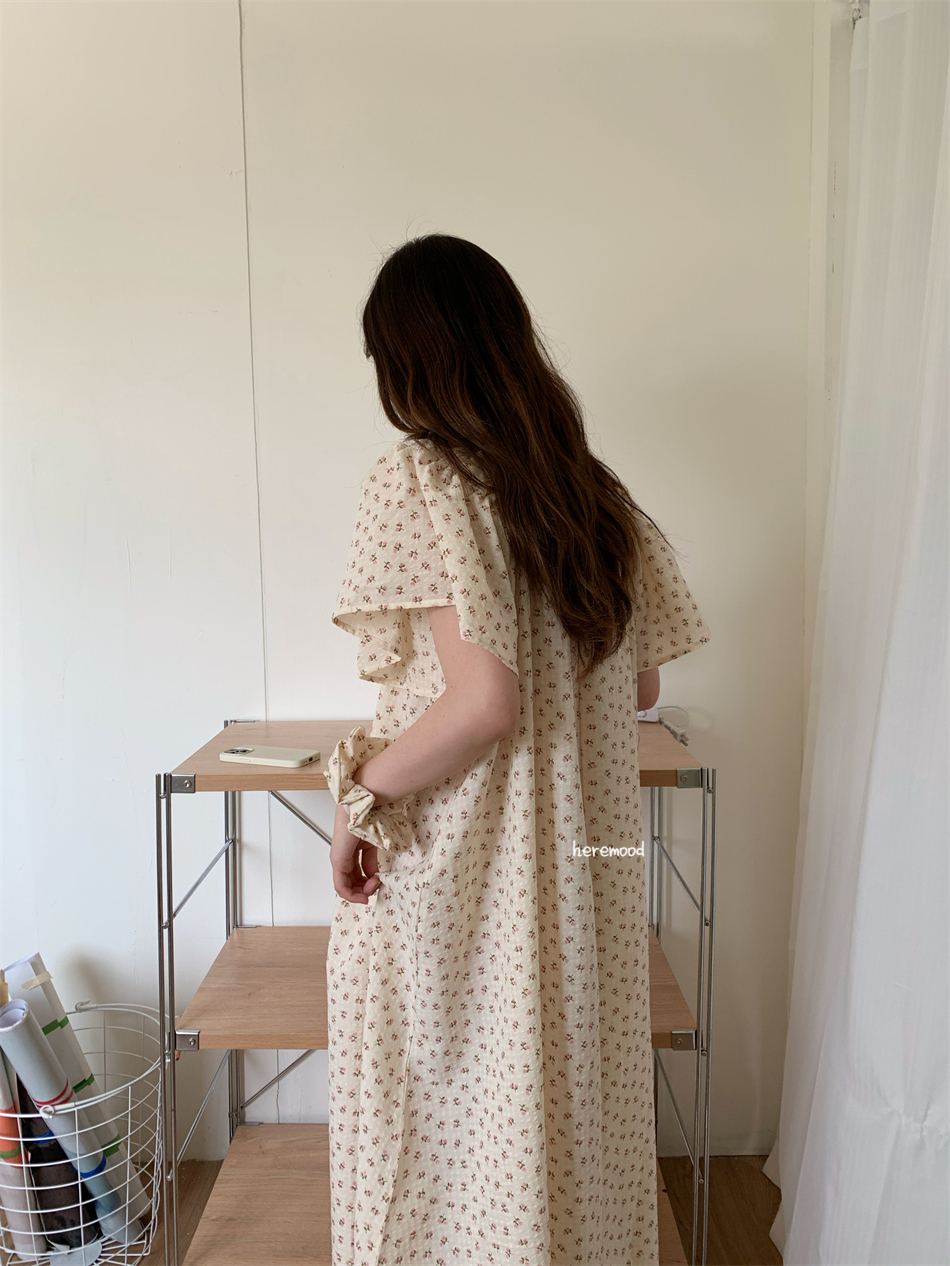 라올 플라워 반팔 원피스 잠옷 파자마 (2colors) 상세 이미지 15