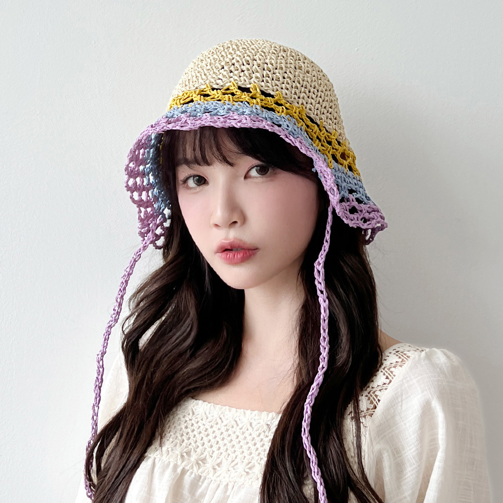 동대문모자 라피아 뜨게 밀짚 버킷햇 여름 여성 보넷 벙거지 이미지 6