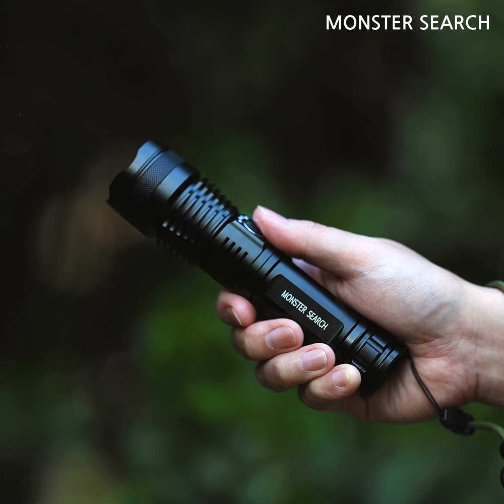 몬스터 서치 LED 파워 후레쉬 XHP70 미니 손전등 써치 휴대용 랜턴 줌 라이트