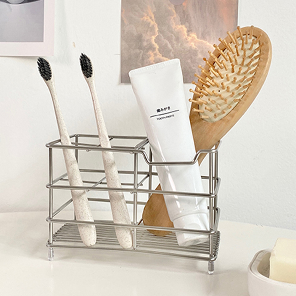 스텐 칫솔꽂이 거치대 치약 면도기 치솔걸이 보관 수납 정리 건조대 4구