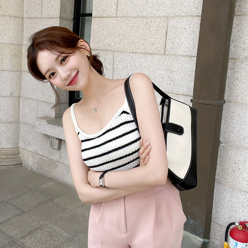깔끔 모던한 스트라이프 니트 나시 nt3598 - 상세 이미지 3