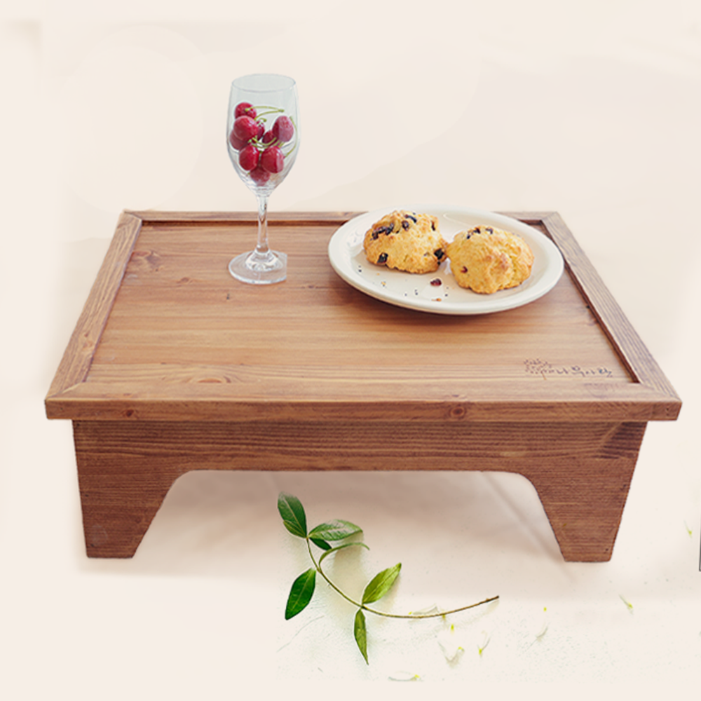 예쁜교자상 레드파인 원목교자상 우드 다용도 손님맞이상 다과 티테이블세트 소반좌탁 미니밥상 - 상세 이미지 4