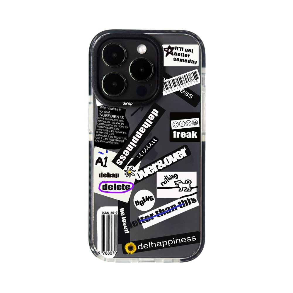 dehap 아이폰 16프로 맥스 케이스 블랙 라벨 투명