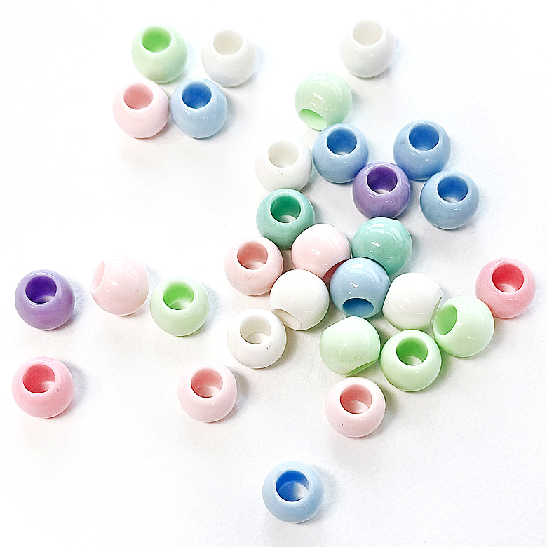 (40g) 13mm 컬러 구멍큰 구슬 비즈 컬러랜덤 (내경7mm) - 상세 이미지 2