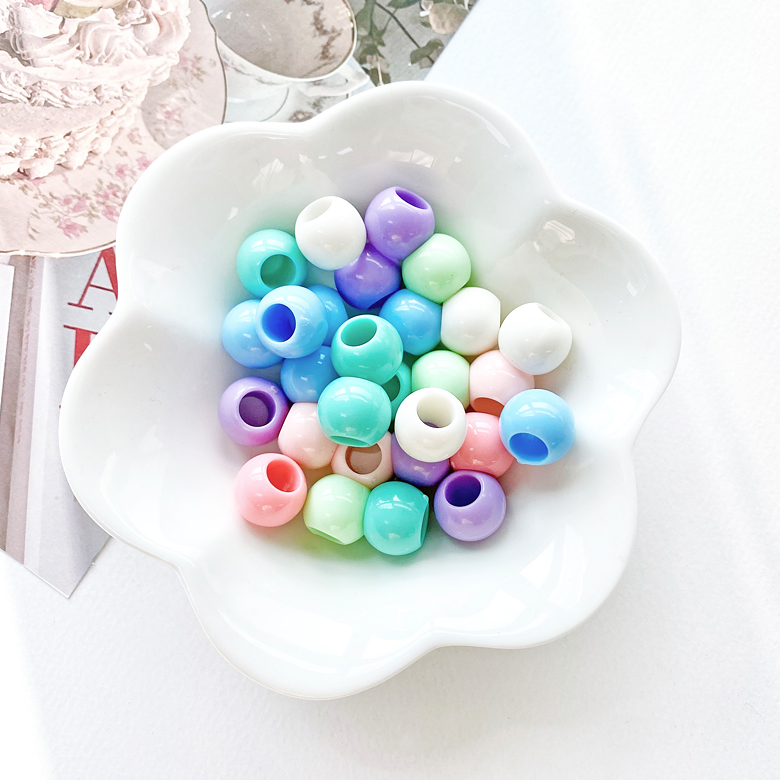 (40g) 13mm 컬러 구멍큰 구슬 비즈 컬러랜덤 (내경7mm) - 상품 이미지