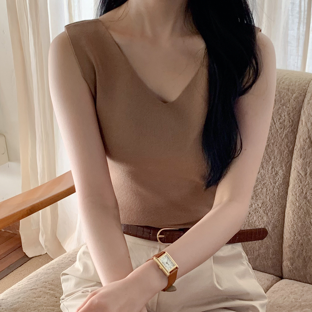 스퀘어넥티셔츠 이너나시 여성탱크탑 세미크롭탑 레이어드민소매