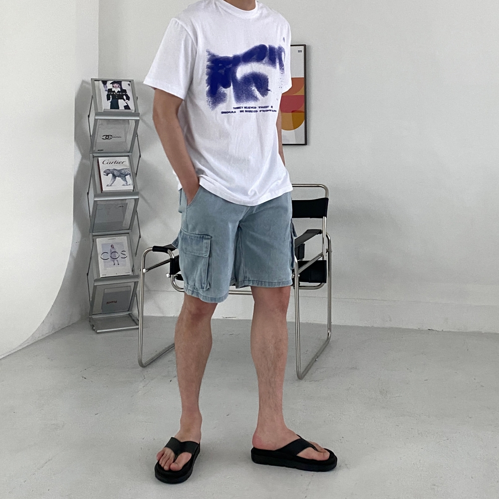남자밴딩청반바지 카고청반바지 남성연청 - 상세 이미지 4