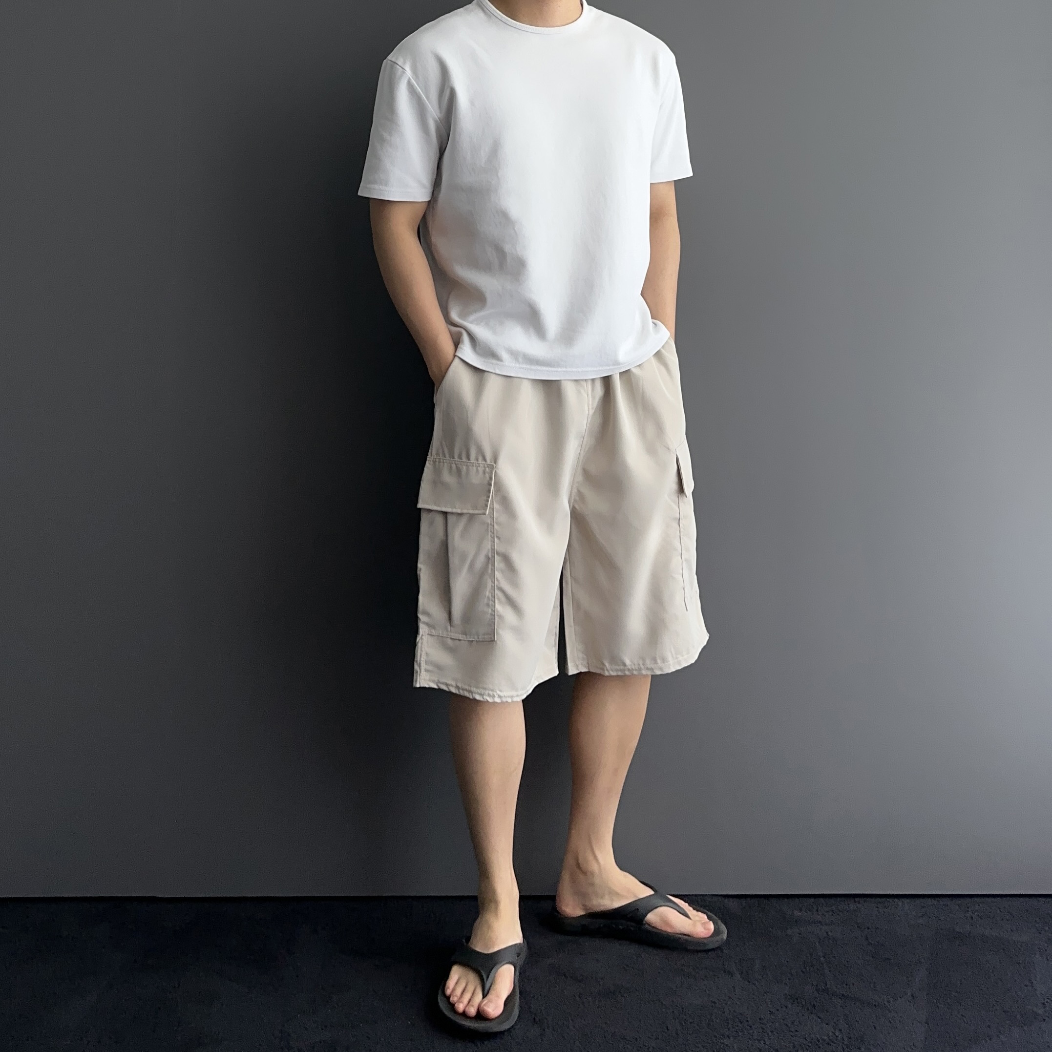 1+1 카고반바지 남자버뮤다팬츠 남자와이드반바지 - 상세 이미지 2