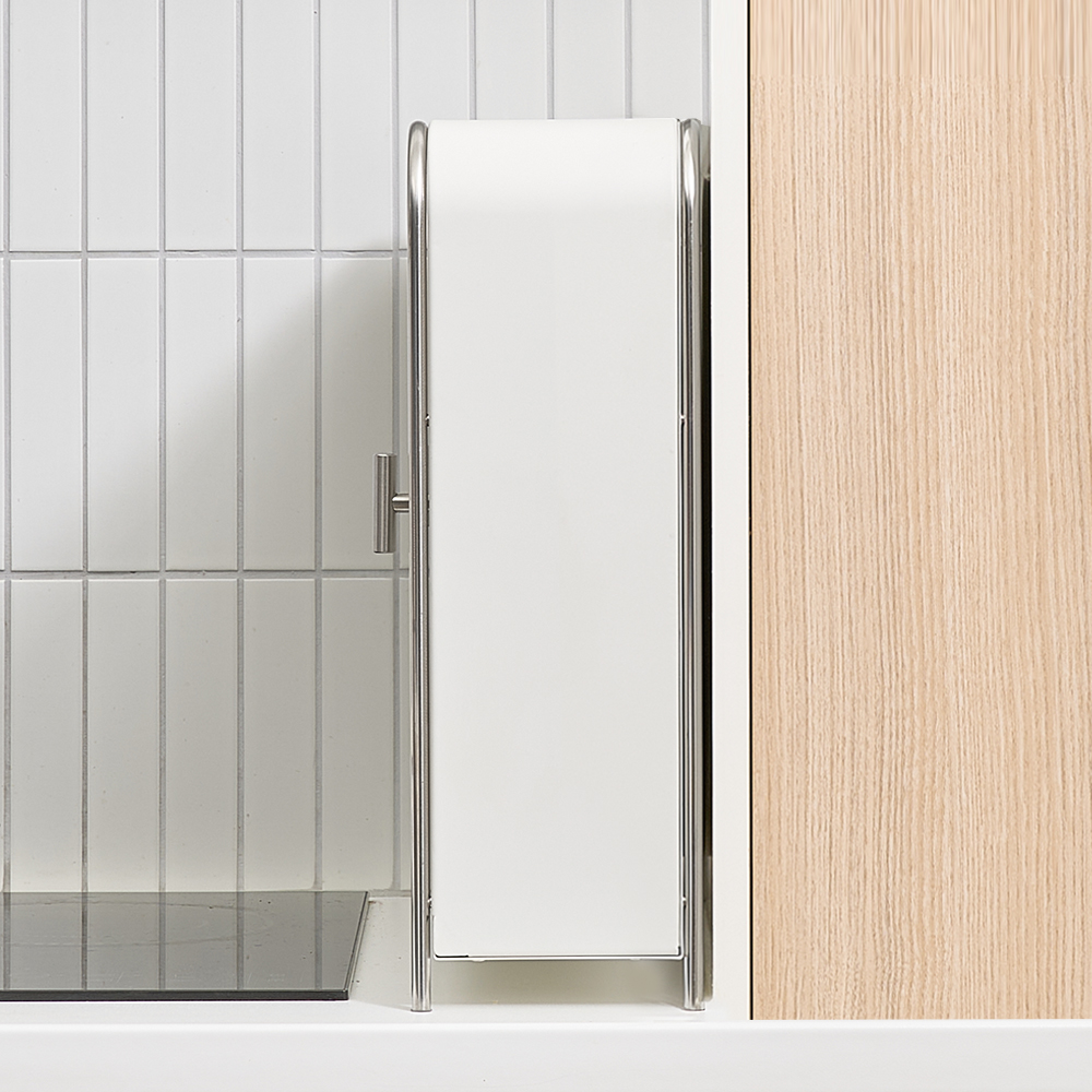 무디타 비화이트 와이드 슬림 양문형 주방 수납함 / 철제 슬라이딩 양념통 틈새 정리함