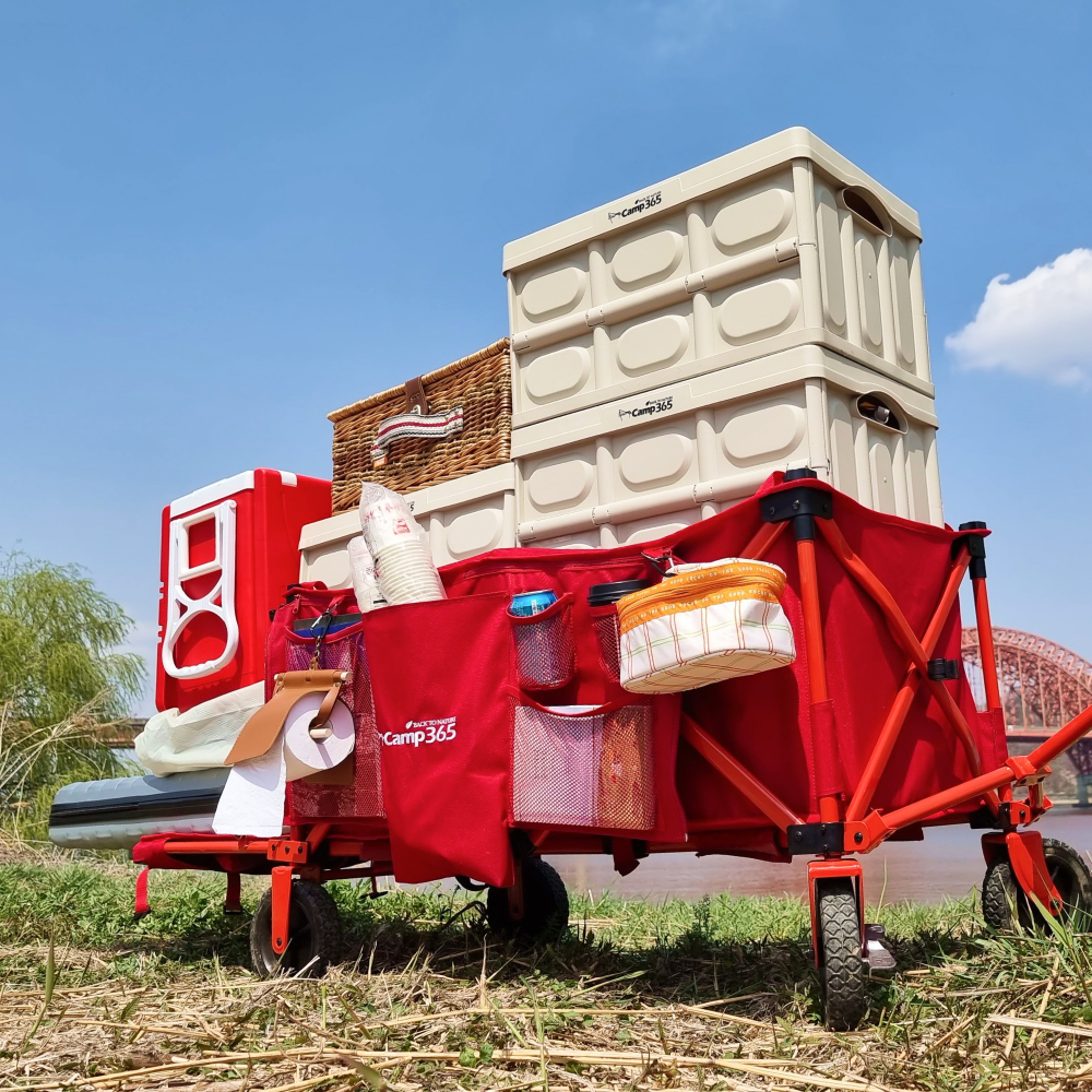 [핫딜]캠프365 파파웨건 스포츠 챔프 특대형웨건 저소음 러버휠 접이식 손수레 160kg내하중 뒷문개방형