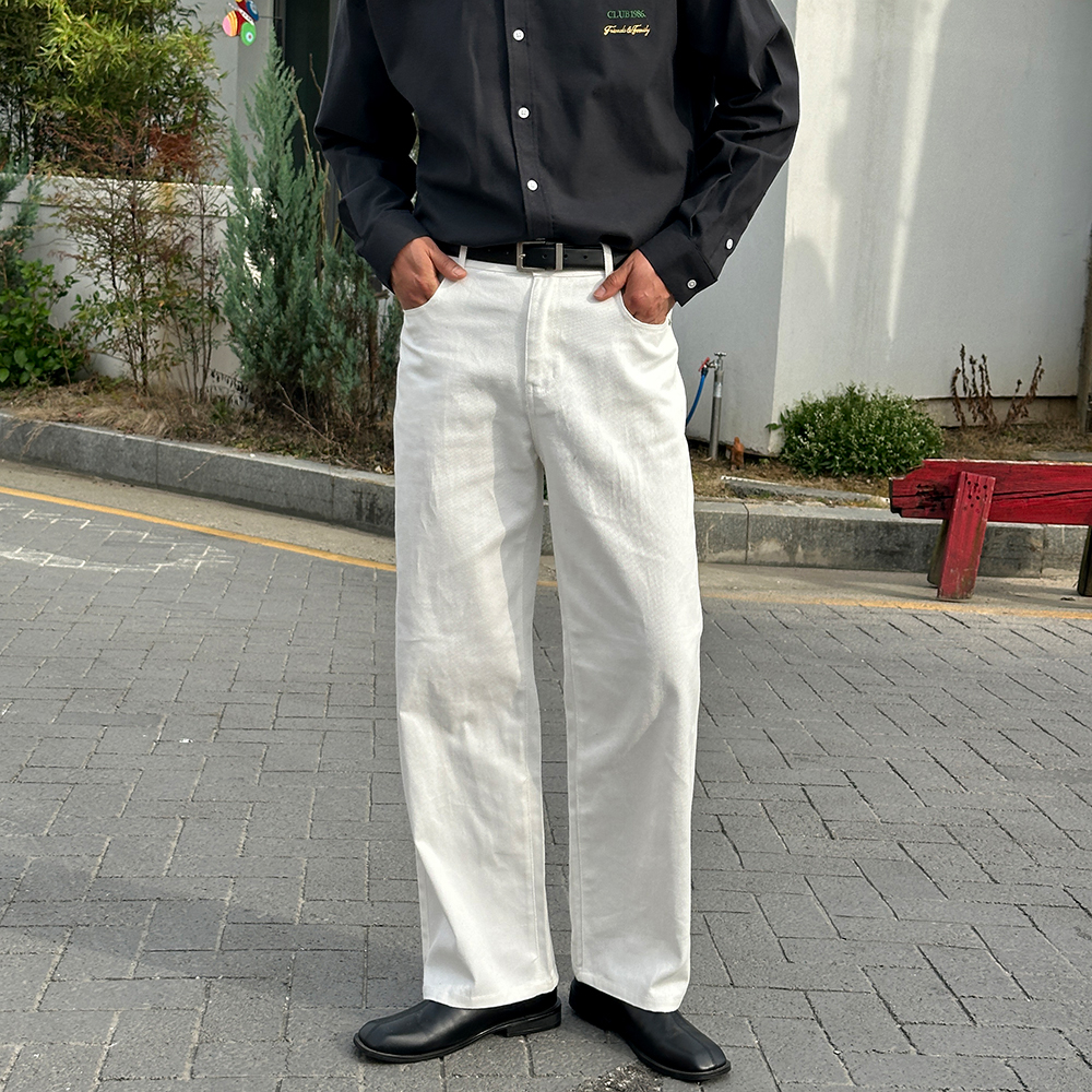 남자 치노 팬츠 롱 세미와이드 통바지 백바지 - 상세 이미지 3
