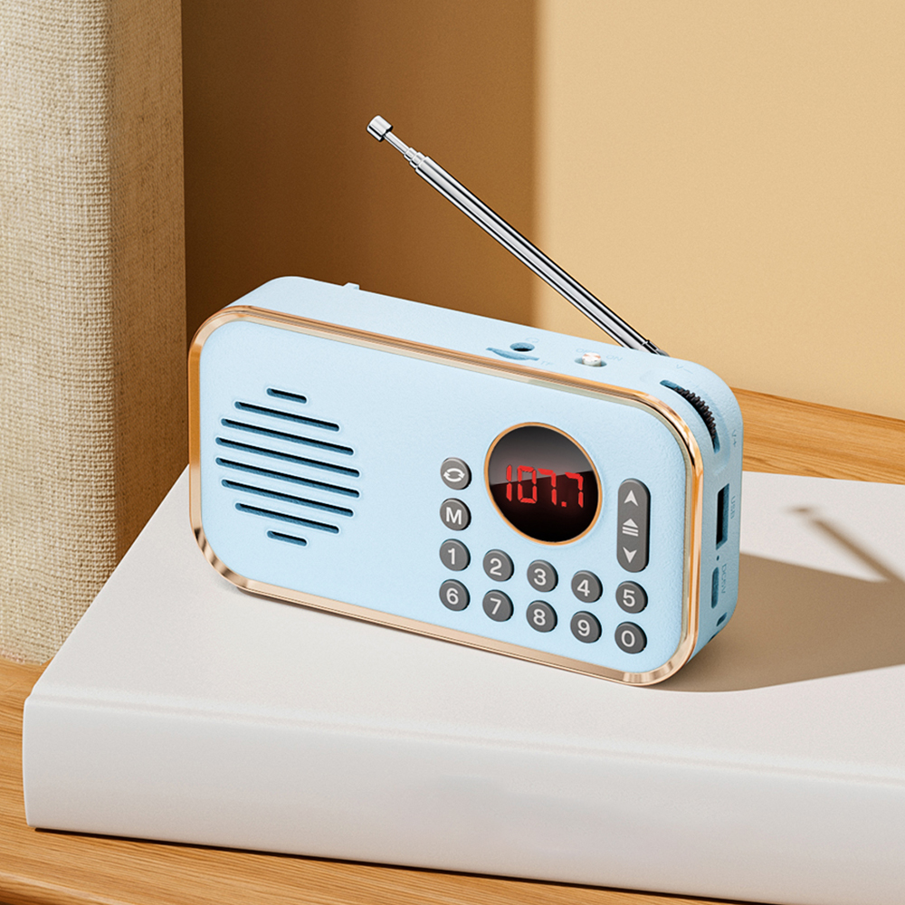 오르미 레트로 휴대용 라디오 FM 미니 블루투스 스피커 효도 라디오 - 상세 이미지 2