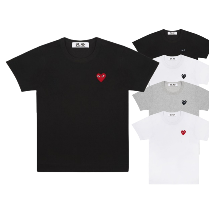 꼼데가르송 반팔티 레드 블랙와펜