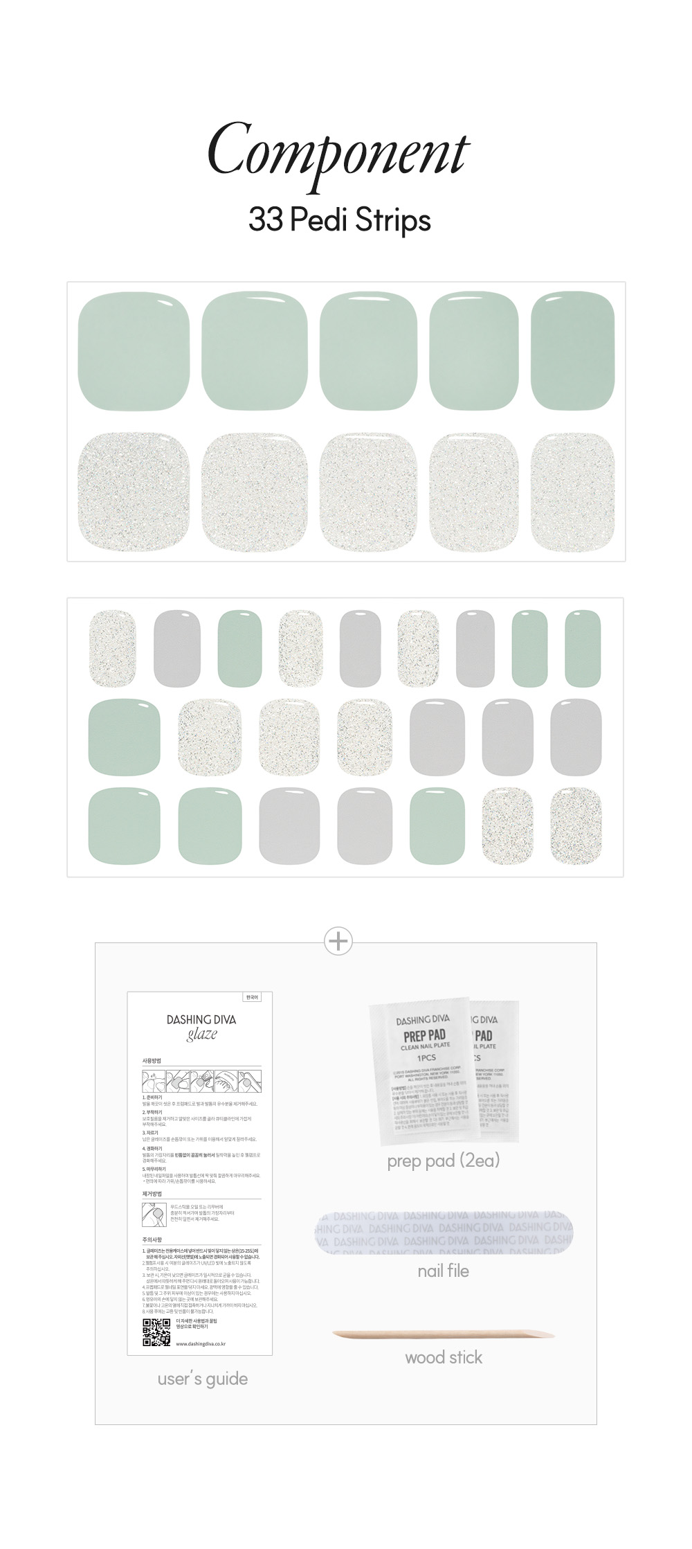 Dashing Diva Glaze Pedi Mint Rain Kit Components