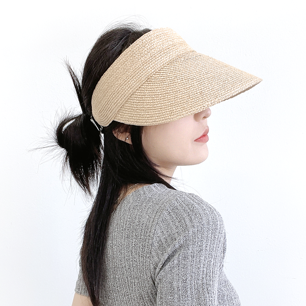 베르민 천연소재 라피아 여성 여름 휴양지 밀짚 챙넓은 썬캡