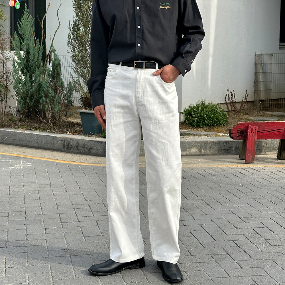 남자 치노 팬츠 롱 세미와이드 통바지 백바지 - 상세 이미지 2
