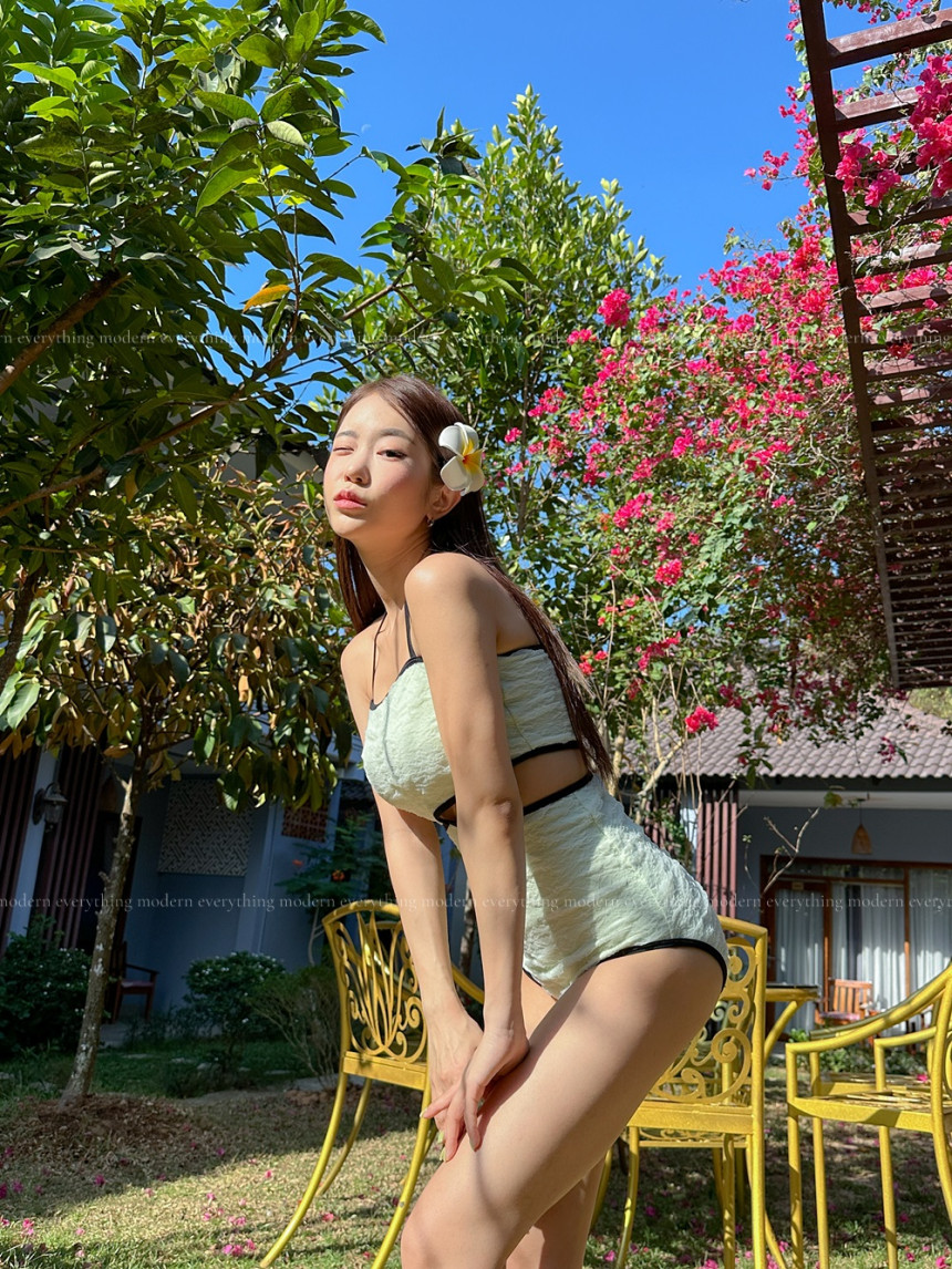✨자체제작/M-3XL 컷아웃 홀터넥 트임 모노키니 비키니 원피스 유교걸 휴양지 호텔 호캉스 빅사이즈 수영복 상세 이미지 35