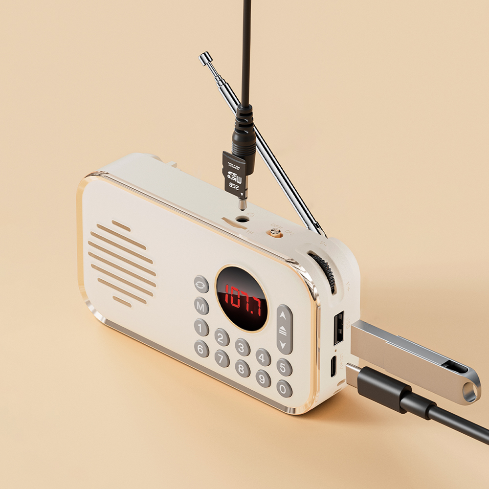 오르미 레트로 휴대용 라디오 FM 미니 블루투스 스피커 효도 라디오 이미지 3