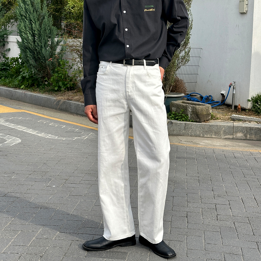 남자 치노 팬츠 롱 세미와이드 통바지 백바지 - 상품 이미지