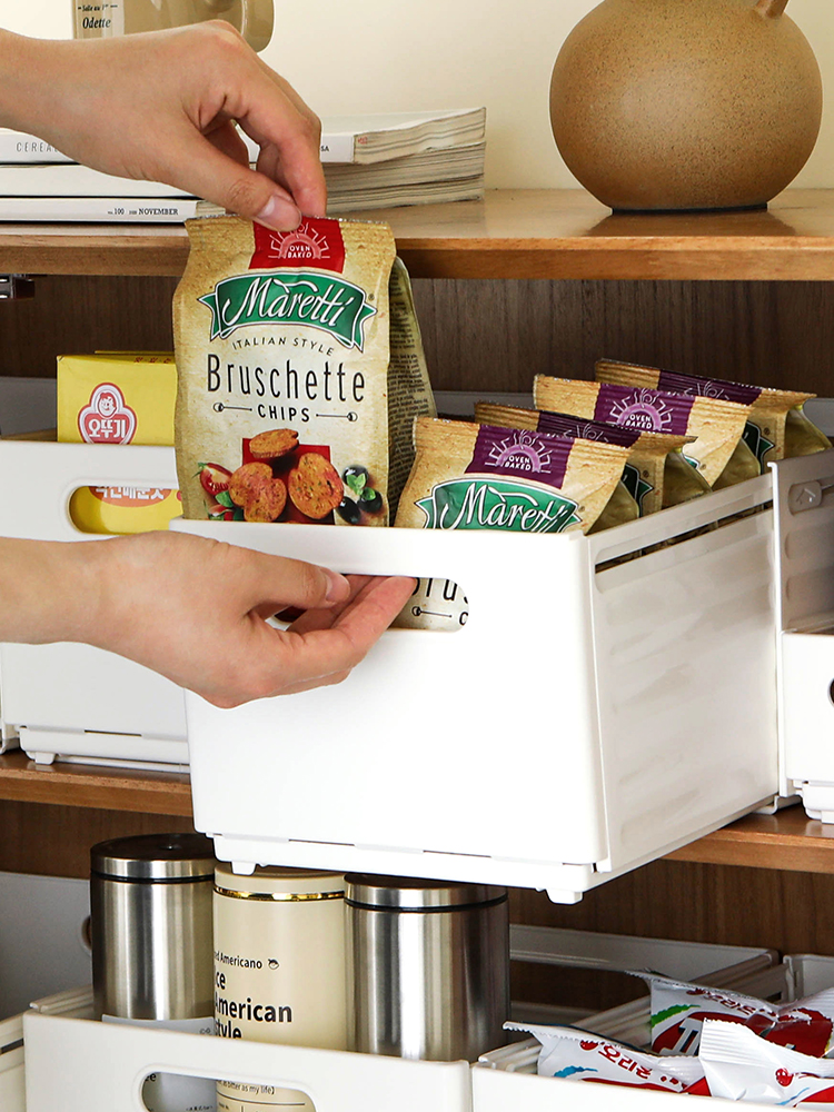 길이조절 끝까지 팬트리 화이트 리빙박스 옷장정리함 소형