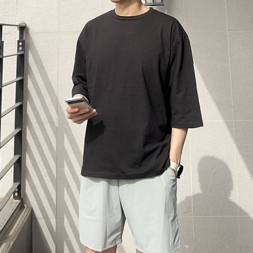 7컬러 오버핏 7부 티셔츠