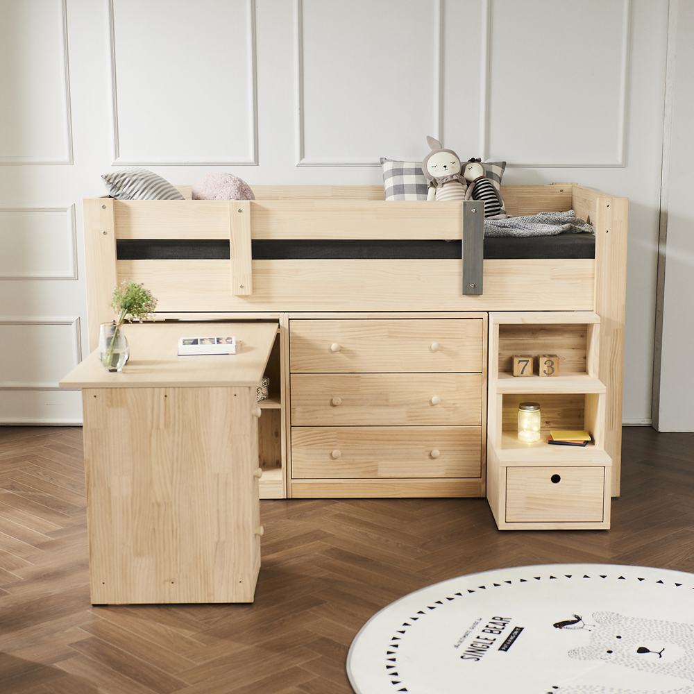 우드베 유아 낮은 벙커침대 벙커형 침대책상 일체형 세트