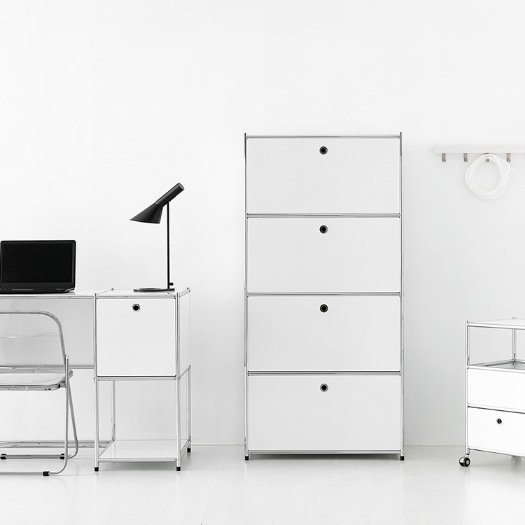 [4월 중순 입고예정] 모듈가구 심플리 4단 수납장 BC100 77x40x158, 4단, 퓨어화이트 2157.2667