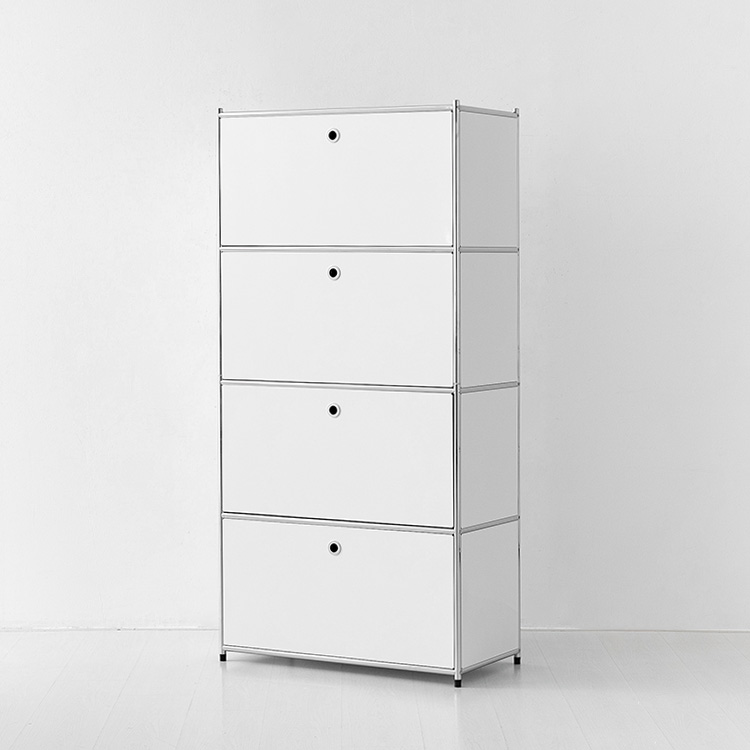 [4월 중순 입고예정] 모듈가구 심플리 4단 수납장 BC100 77x40x158, 4단, 퓨어화이트 2157.2667