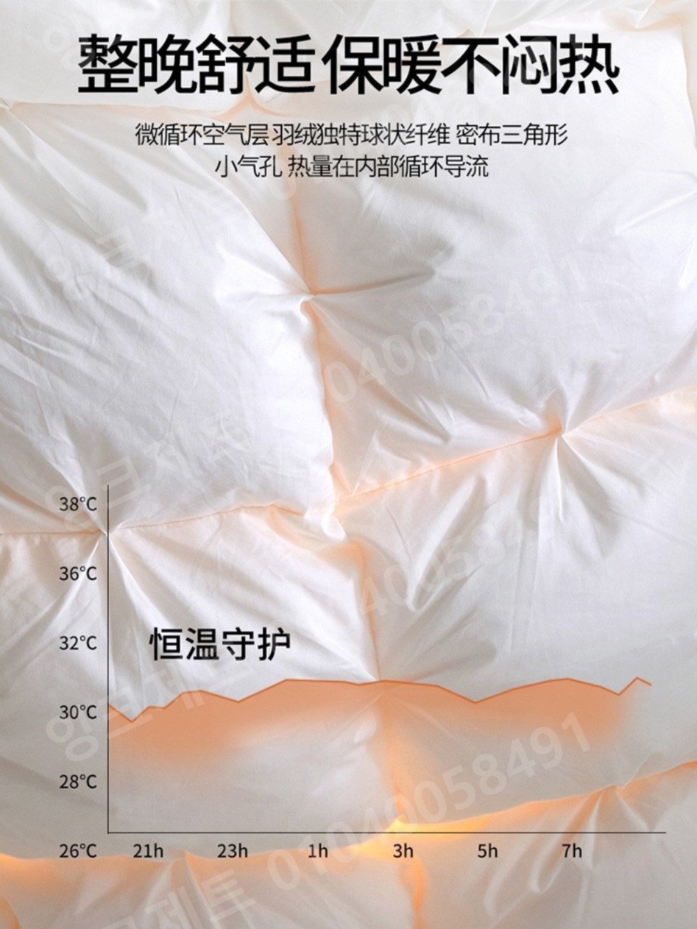 오리털 이불 구스다운 호텔 격자 싱글 수면 먼지안나는 - 상세 이미지 5