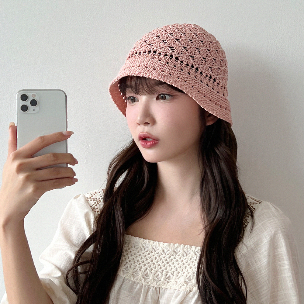 동대문모자 레이스 펀칭 짜임 니트 버킷햇 여성 여름 벙거지 이미지 7