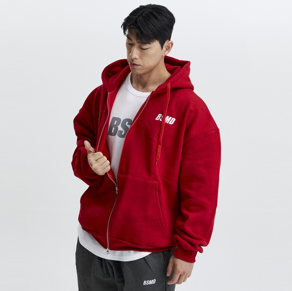 BSMD 4컬러 기모 후드집업 헬스 오버핏 짐웨어 긴팔 티셔츠 2way