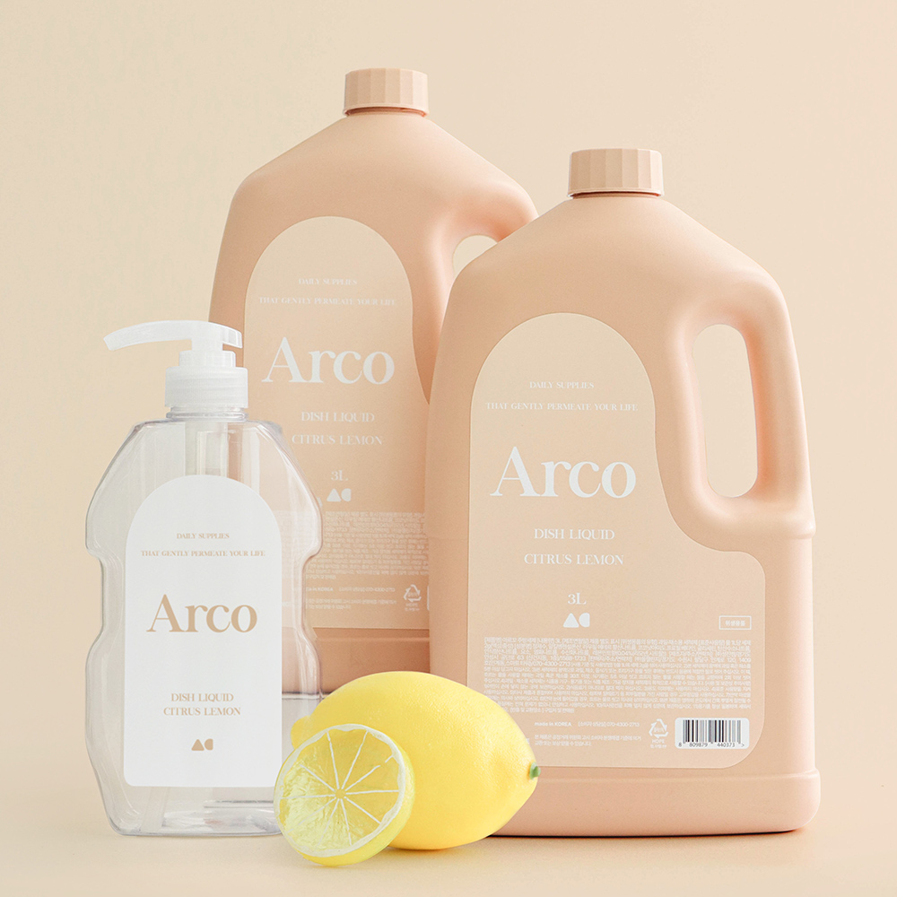 아르꼬 대용량 주방세제 3L 2개+780ml 펌프용기 레몬향