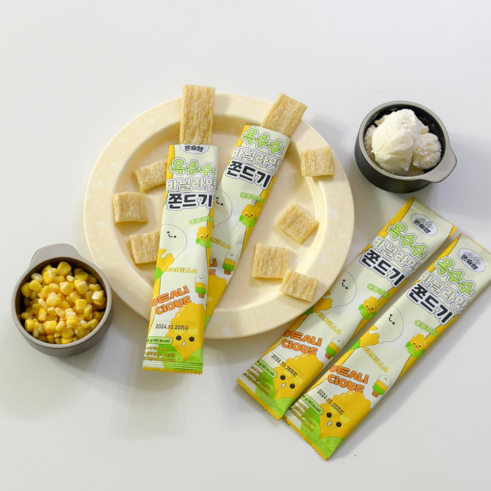 쫀슐랭 옥수수쫀드기 바닐라맛 쫀득이 15개입 - 상품 이미지