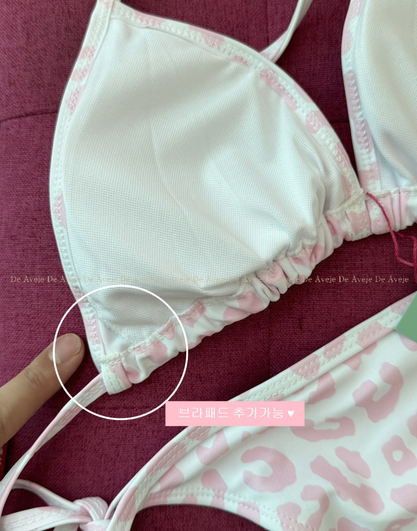 핑크 레오파드 비키니 홀터넥 끈 상세 이미지 9