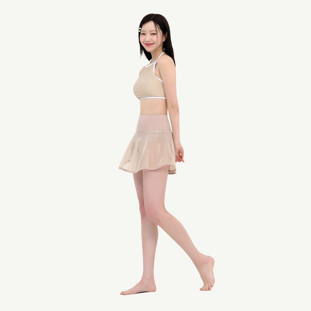 위크나인 스윔팬츠 래쉬가드 워터 여자 보드숏 반바지 메쉬 플레어 스커트 이미지 6