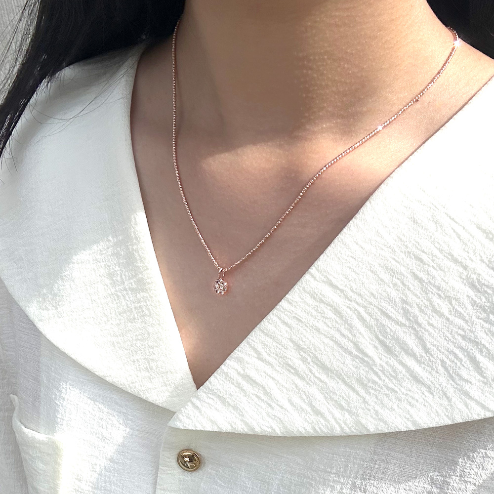 컷팅 볼 1.5mm 체인 큐빅 원형 펜던트 목걸이 14K 18K 데일리 여자 선물 기념일 - 상세 이미지 3