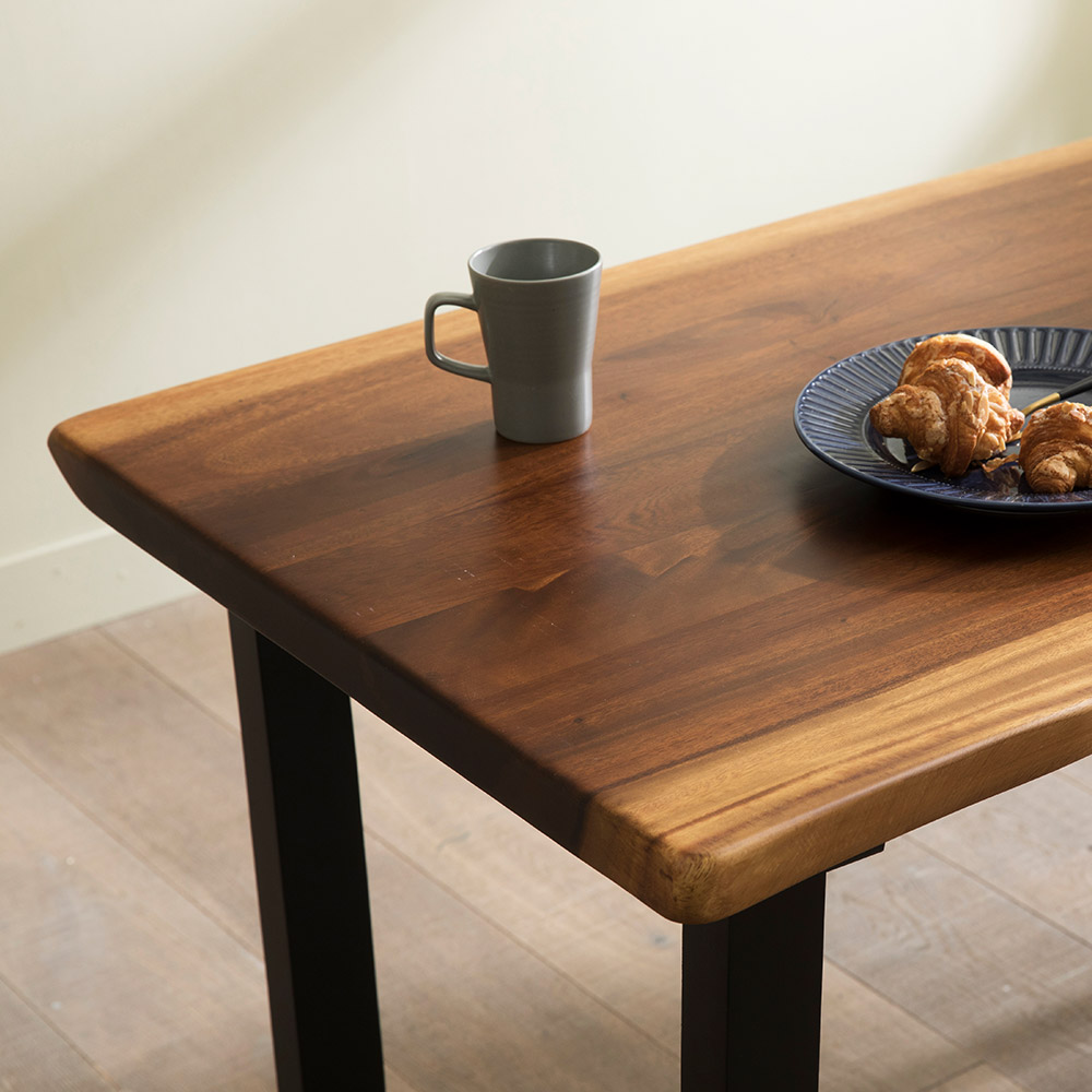 장인가구 에픽 로즈우드 원목 우드슬랩 고재 엔틱 테이블 4인 식탁세트 (벤치1+의자2)