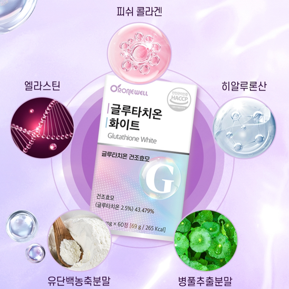 로니웰 글루타치온 화이트 1150mg 60정 2병 2개월 고함량 건조효모 비타민C 콜라겐 이미지 8