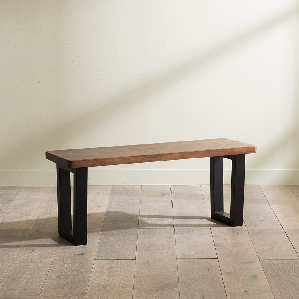 장인가구 에픽 로즈우드 원목 우드슬랩 고재 엔틱 테이블 4인 식탁세트 (벤치1+의자2)