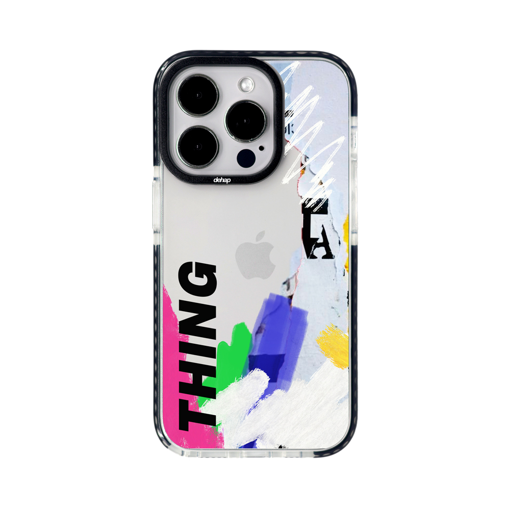 thing 아이폰 se3 라벨 이니셜 파스텔 투명 케이스