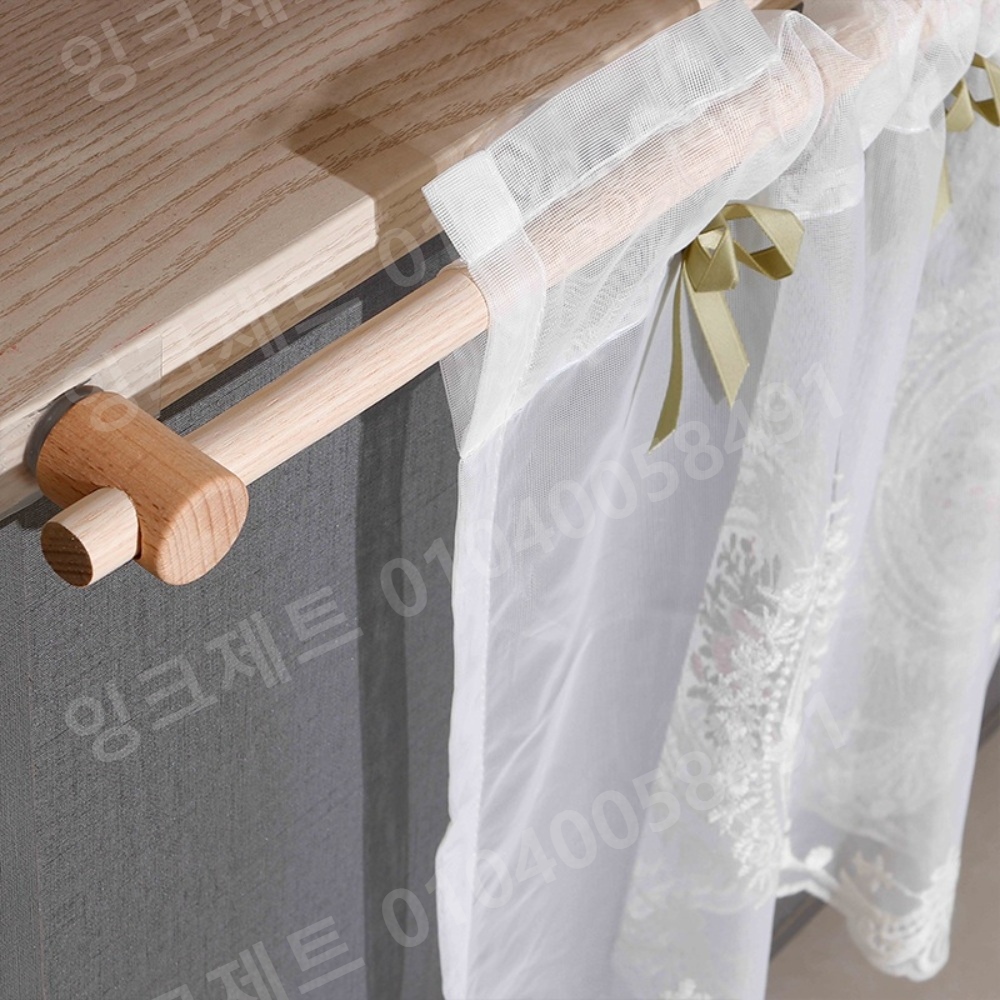 커튼레일 브라켓 우드 커튼봉 부착식 무타공 바란스 - 상세 이미지 2
