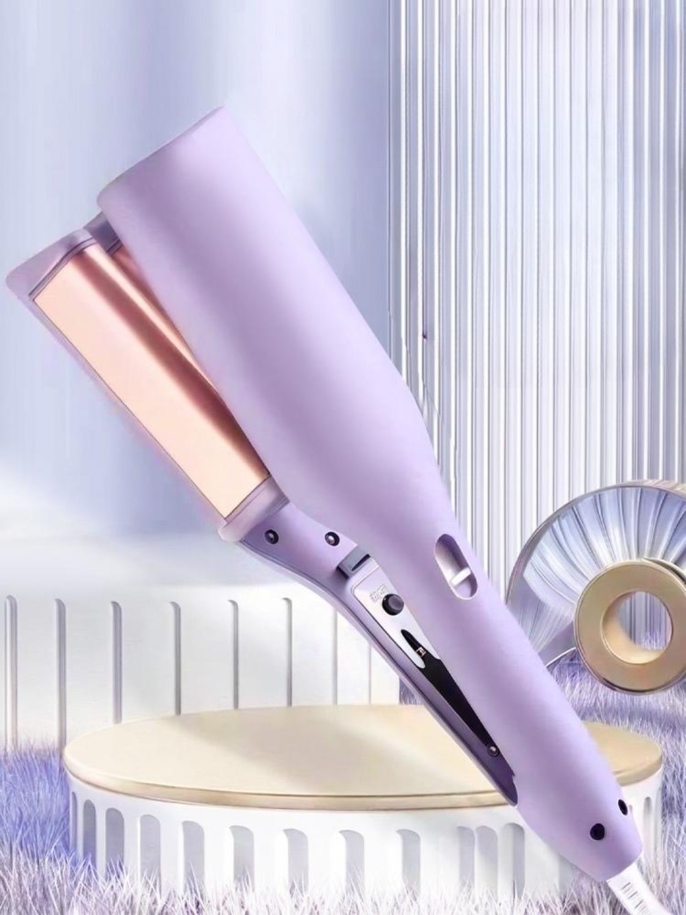 32MM 물결펌 고데기 히피펌 웨이브 헤어 볼륨 좋은유지력 음이온 퍼플 핑크 - 상세 이미지 2