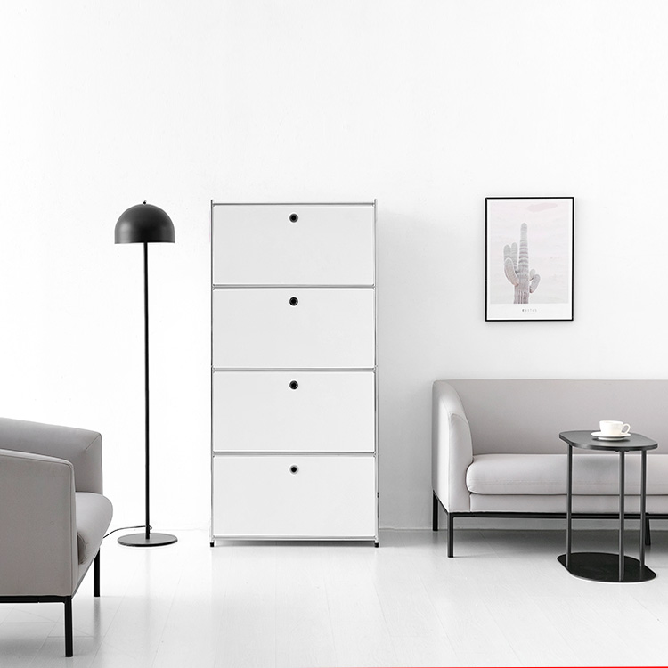 [4월 중순 입고예정] 모듈가구 심플리 4단 수납장 BC100 77x40x158, 4단, 퓨어화이트 2157.2667