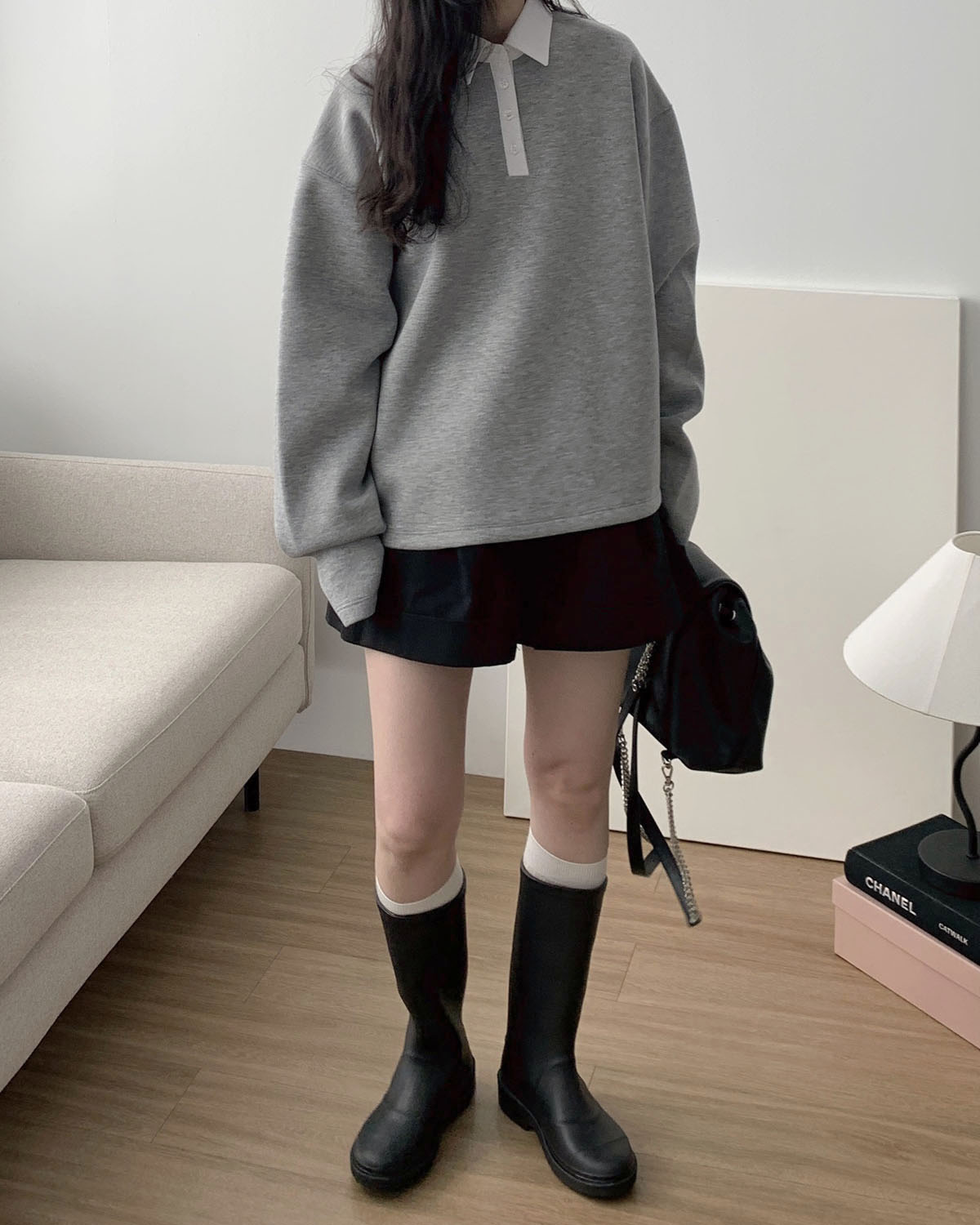 [당일발송] 아웃핏 카브라 숏츠 뒷밴딩 3부 A라인 반바지 코튼 핀턱 하프 팬츠 (2c) - 상세 이미지 5