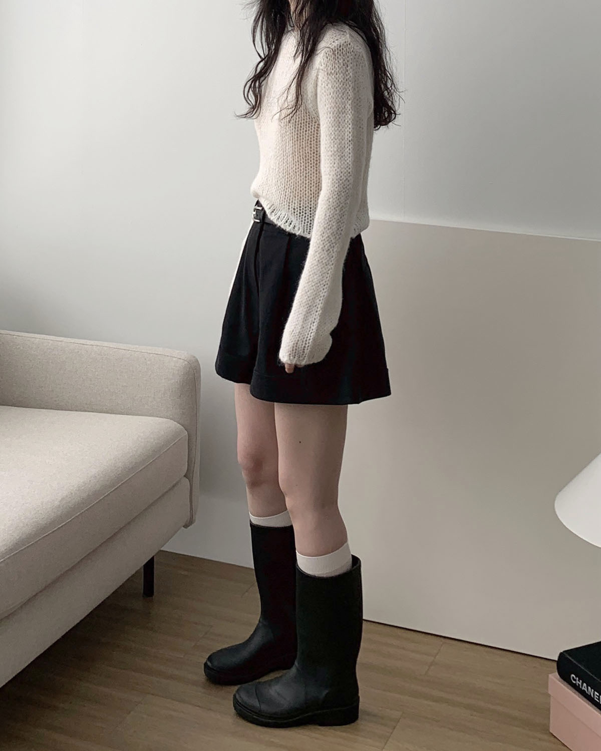 [당일발송] 아웃핏 카브라 숏츠 뒷밴딩 3부 A라인 반바지 코튼 핀턱 하프 팬츠 (2c) - 상세 이미지 2