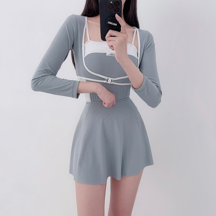 로라벨 플린 여자 실내수영복 모노키니 원피스수영복 래쉬가드 세트 유교걸 체형커버 빅사이즈 - 상세 이미지 2