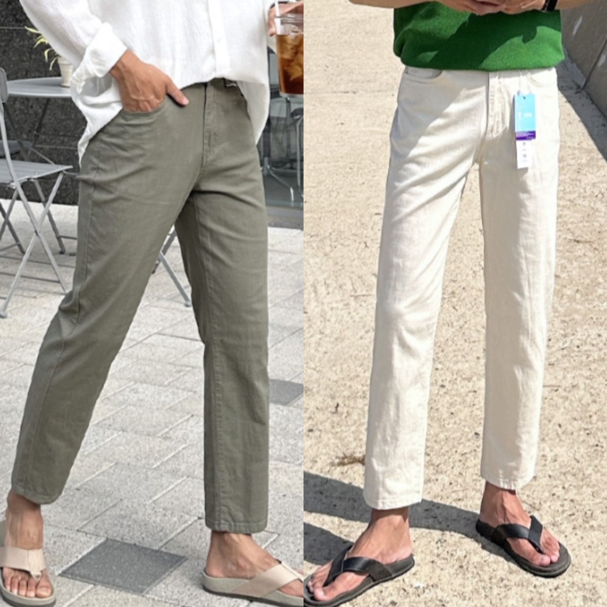 남자 아빌란 여름 인밴딩 일자 스판 시원한 린넨 면바지